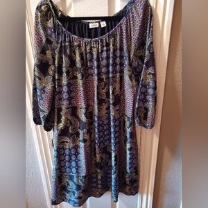 Cato dress xl black with purple aqua beige clean smoke free like new